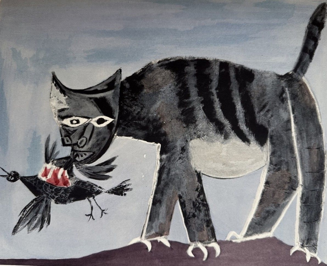 GATTO CHE ADDENTA UN UCCELLO (새를 물고 있는 고양이) · Pablo Picasso (파블로 피카소)