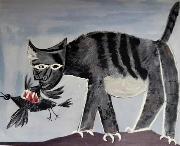 GATTO CHE ADDENTA UN UCCELLO (새를 물고 있는 고양이)